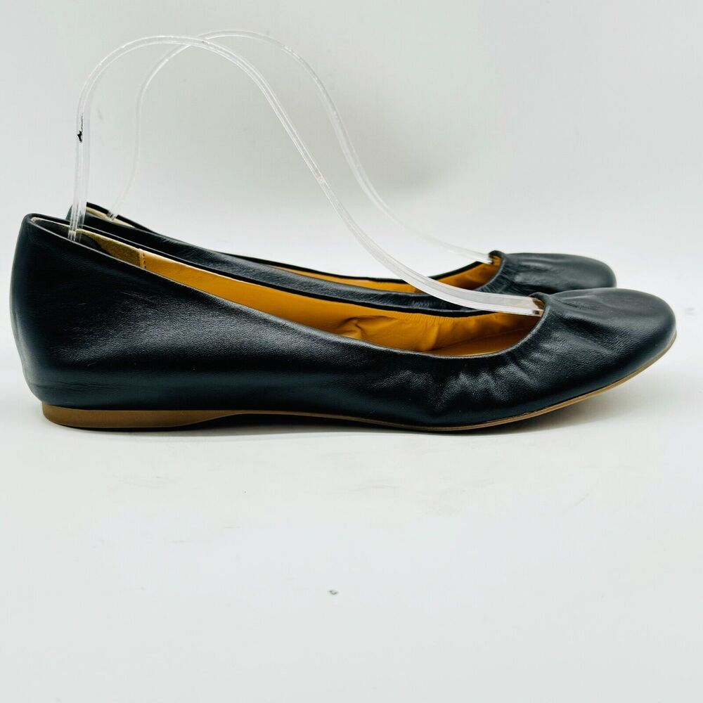 J Crew Ballet Flats Womens 8.5 Black Cece Made In Italy Leather Balletcore Shoes